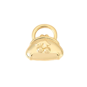 3D cherry pattern handbag shaped pendant in 18K gold plated copper for DIY jewelry