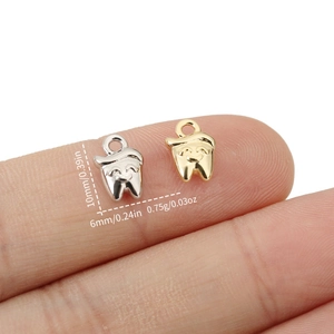 Cartoon Tooth Shape Smile Face Pendant Only Without Chain Gold Silver Plated Copper DIY Jewelry Accessory Craft Charm