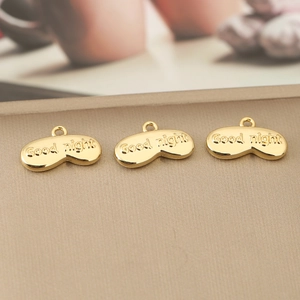 Pendentifs géométriques dorés 18K gravés Good Night pour création bijoux DIY collier