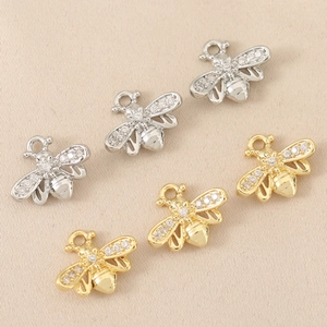 18K Gold und Silber Bienenanhänger mit Zirkonia-Steinen für die Schmuckherstellung