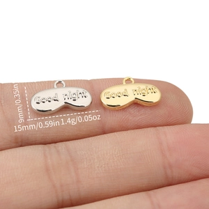 Pendentif en Cuivre Minimaliste Masque de Sommeil Inscription Good Night Plaqué Or Argent Accessoire Bijoux DIY Pendentif Uniquement Sans Chaîne