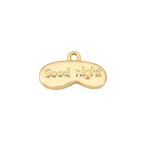 Pendentif masque de sommeil en laiton doré 18K avec gravure Good Night pour bijoux DIY