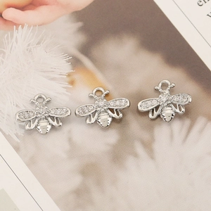 Silberne Bienenanhänger mit Zirkonia-Steinen für DIY-Halsketten und Armband-Schmuckherstellung