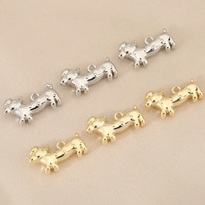 Pendentifs teckel plaqués or 18K et argent pour création de bijoux DIY et artisanat
