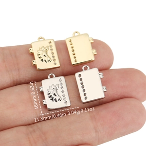 DIY Boekvormige Koperen Hangers Met 18K Goud Zilveren Plating Strass Zonnebloem Patroon Sieraden Maken Charms Voor Vrouwen