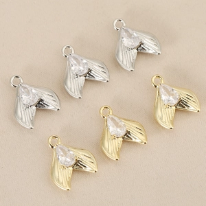 Elegant 18k gold and silver fishtail pendants with sparkling pear-cut cubic zirconia