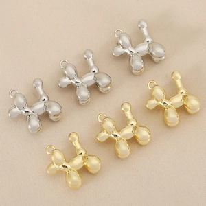 Balloon dog charms in 18K gold and silver plating for DIY jewelry making