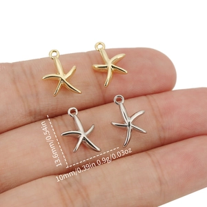 Copper 18K Gold Plated Seastar Pendants Polished Solid Starfish Charms DIY Necklace Bracelet Jewelry Making Women Accessory