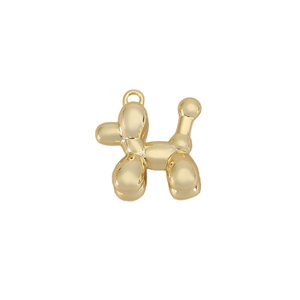 18K gold-plated balloon dog pendant with a high-polished mirror finish for DIY jewelry