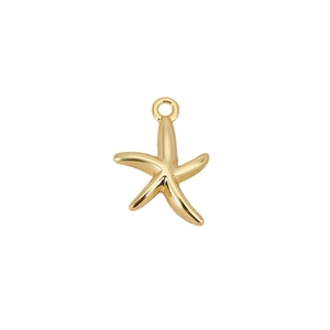 Polished 18k gold plated starfish pendant with smooth finish for DIY jewelry