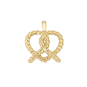 Pendentif bretzel plaqué or 14K avec texture torsadée pour création de bijoux DIY