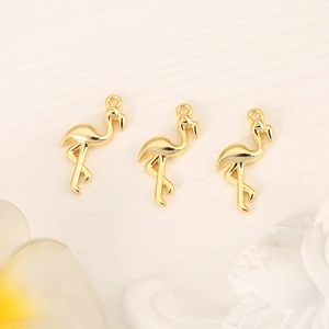 Elegant 18k gold plated flamingo pendants for DIY jewelry making and earring crafts