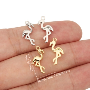 18K Gold Silver Plated Copper Flamingo Pendants For DIY Jewelry Making Handcrafted Necklace Earring Charms Animal Accessories