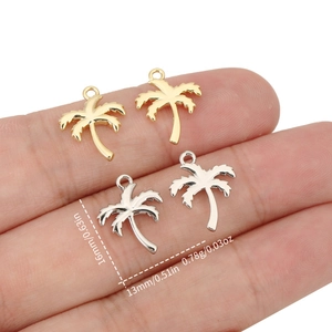 Copper Coconut Palm Tree Pendant 18K Gold Silver Plated Tropical Charm For DIY Jewelry Making Accessories Mini Pendant