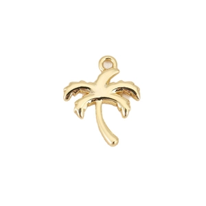Polished 18K gold plated coconut palm tree pendant for DIY jewelry making and crafts