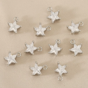 Ten pieces of 18k gold plated star pendants with clear zircon for DIY jewelry making