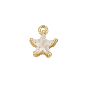 Mini 18k gold star pendant with zircon stone on white background for DIY jewelry