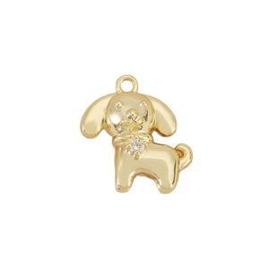 Ciondolo a forma di cane placcato oro 18K con zircone per gioielli fai da te