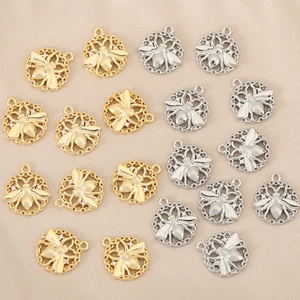 Hohler Bienenanhänger in 18k Gold und Silber mit funkelnden Zirkon-Kristallen