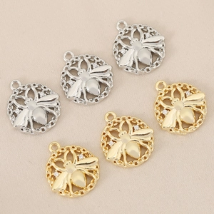Goldene und silberne Bienenanhänger mit Zirkonia und gewobener Kante für DIY-Schmuck