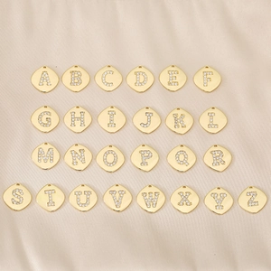 Pendentif Lettre de l'Alphabet Carré en Cuivre Avec Incrustation de Strass pour DIY Fabrication de Bijoux Or Rose Argent