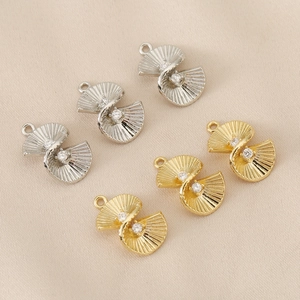 Ciondolo in Rame a Forma di Conchiglia Geometrica Con Strass Placcato in Oro 18K Accessorio per Gioielli Fai da Te