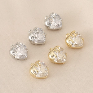 18K gold plated copper heart zircon pendants in gold and silver with liquid drip metal design