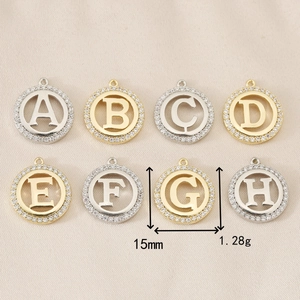 18K gold and silver plated 26 letters pendant set with round cubic zirconia stones