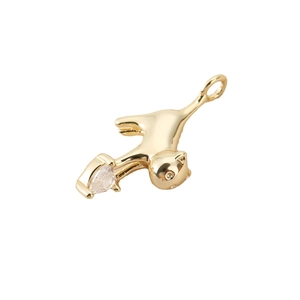 Ciondolo gatto placcato oro 18K con zircone a cuore per collane e braccialetti fai da te