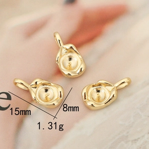Βάση μενταγιόν 18K χρυσού για DIY κοσμήματα με καρφίτσα, μέγεθος 15x8mm