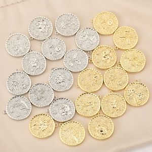 18K Gold Plated Copper Round Floral Relief Pendant Vintage Chinese Style Flower Charm For DIY Necklace Bracelet Making Jewelry Accessorie