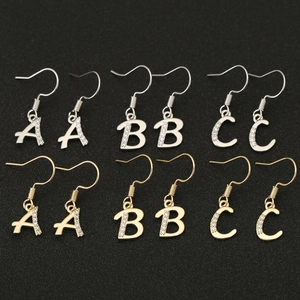 18K Vergoldet Kupfer Buchstabe Hängeohrringe Für Damen Strass Alphabet Initial Haken Ohrringe Mode Schmuck PJ0227