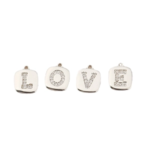 Silberne 18K vergoldete LOVE Buchstabenanhänger mit Zirkonia für DIY-Schmuck