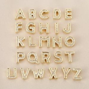 Luxury Copper 18K Gold Plated Alphabet Letter Charms Zirconia Inlaid Initial Pendants For DIY Bracelet Necklace Jewelry Making