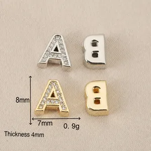 18K gold plated copper 8mm letter A and B charms for DIY jewelry making accessories