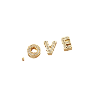 Gold plated copper LOVE letter charms with sparkling crystals for DIY jewelry making