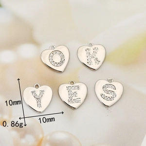 Pendentif cœur en plaqué or 18 carats avec cristaux scintillants pour bijoux DIY