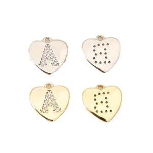 Pendentifs cœur en or et argent avec lettres A et B en zircone pour bijoux DIY