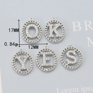 18K gold-plated alphabet pendant set with micro-pave zircons and silver finish