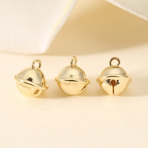 Polished 18K gold bell pendants set for DIY jewelry making necklaces and bracelets