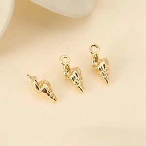 Three 14K gold-plated conch shell pendants for DIY necklaces and bracelets