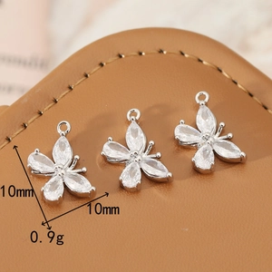 18K gold-plated butterfly pendant with clear cubic zirconia for jewelry making