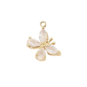 Elegant 18K gold plated butterfly pendant with sparkling cubic zirconia crystals for jewelry