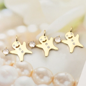 Pendentifs bonhomme de pain d'épices dorés 18K avec zircons brillants pour bijoux DIY