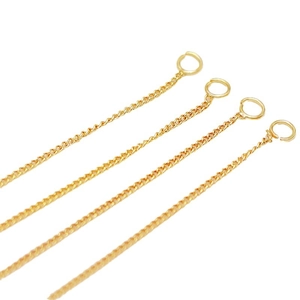 Τέσσερις επίχρυσες αλυσίδες box 18K με κρίκους για DIY κατασκευή κοσμημάτων και σκουλαρικιών
