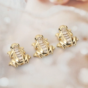 Pendentifs grenouille plaqués or 18K avec cristaux pour création de bijoux DIY