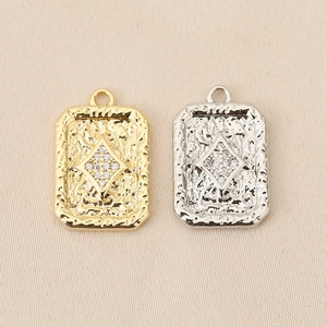 Colgantes rectangulares vintage en oro y plata con circonitas para joyería artesanal