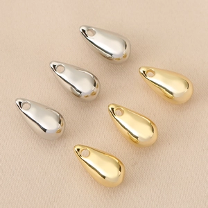 Minimalistische Koperen Traan Hangers Echt Verguld Hoogglans Gepolijst Waterdruppel Charms Voor DIY Sieraden Maken Vrouwen
