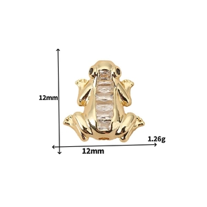 Pendentif grenouille plaqué or 18K avec zircons pour création bijoux 12mm