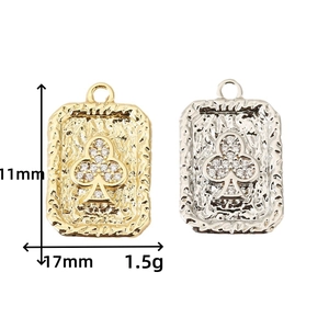 Colgantes de trébol póker en oro y plata con circonitas pavé y textura martillada DIY